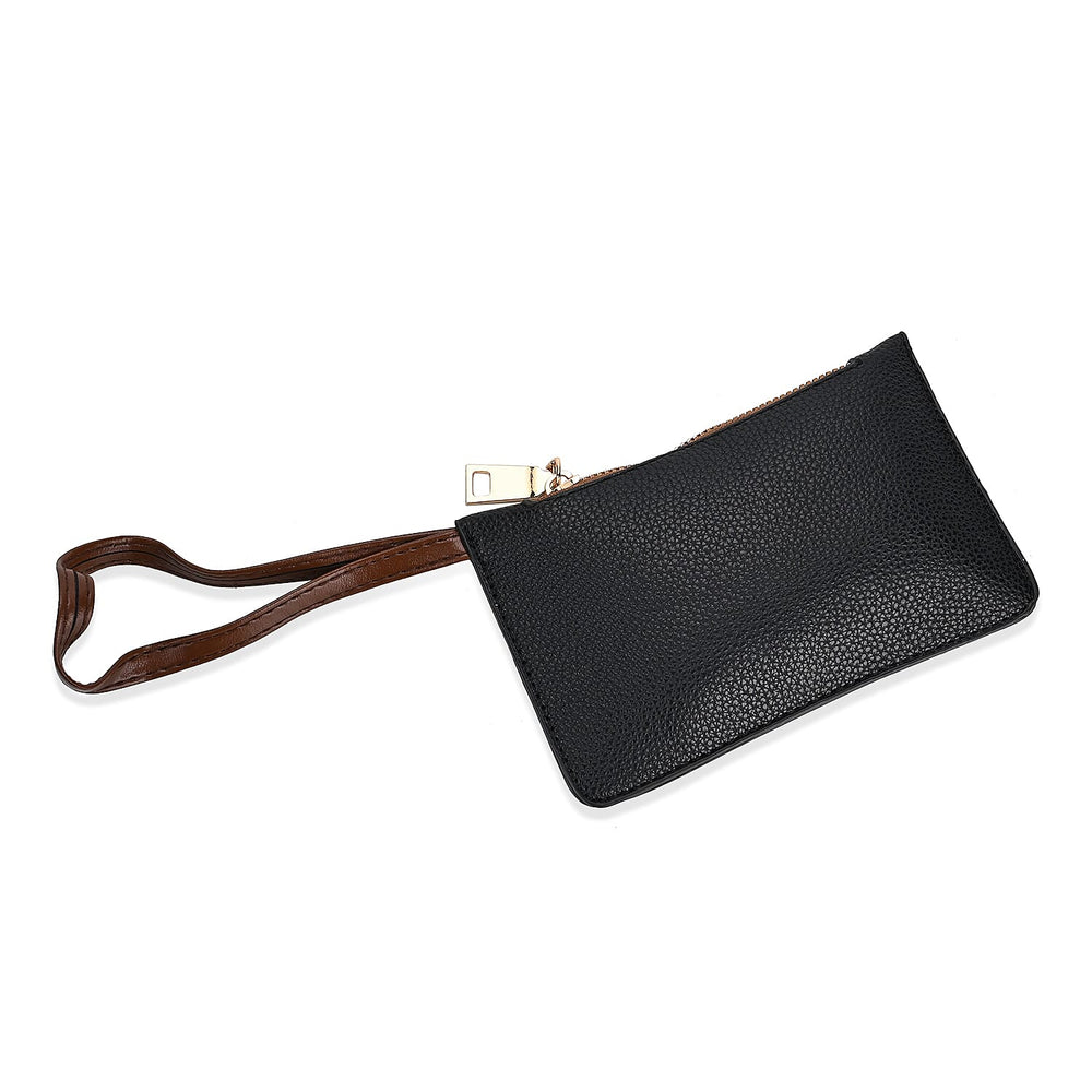 Leatherette Tote Bag with Pouch - Black
