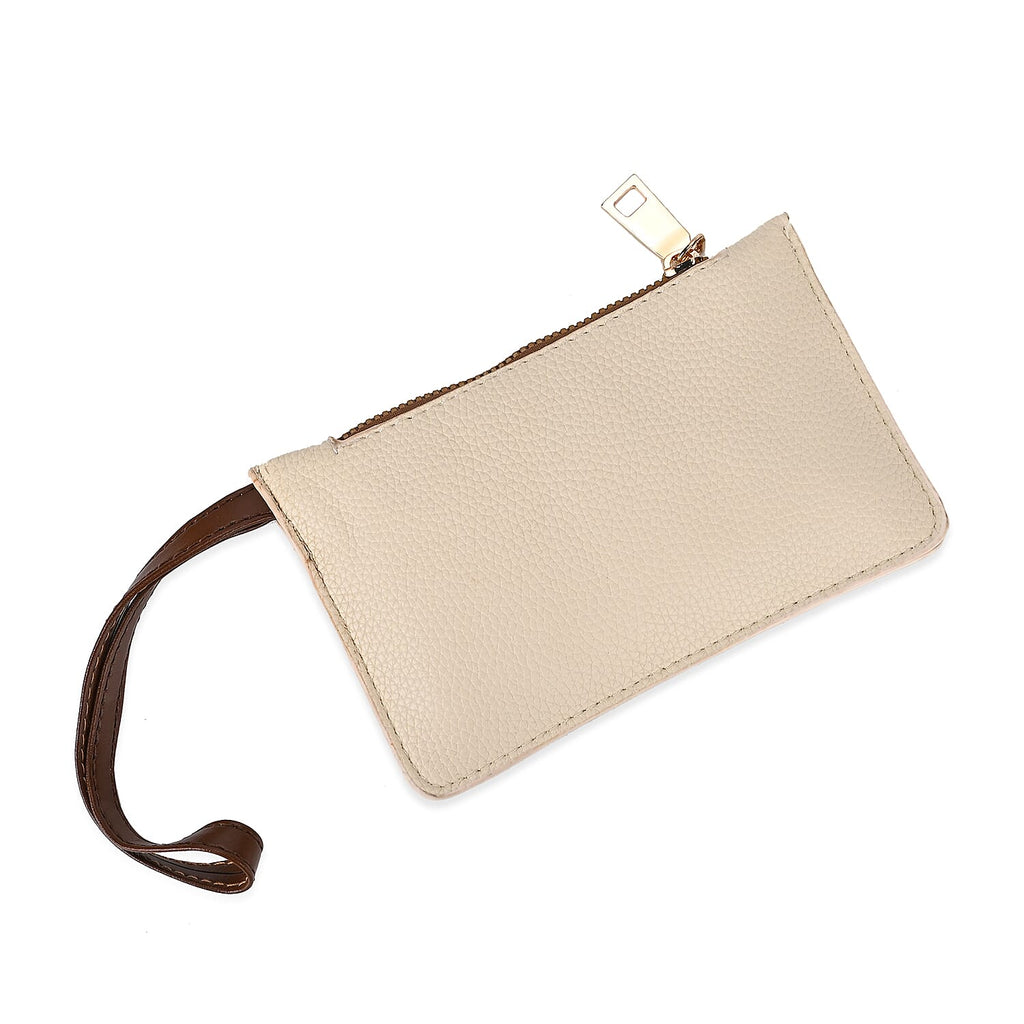 Leatherette Tote Bag with Pouch - Off White