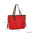 Leatherette Tote Bag with Pouch - Red