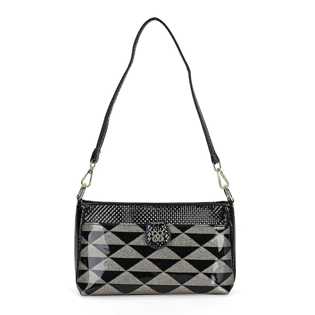 Triangle Patterened Crossbody Bag - Black