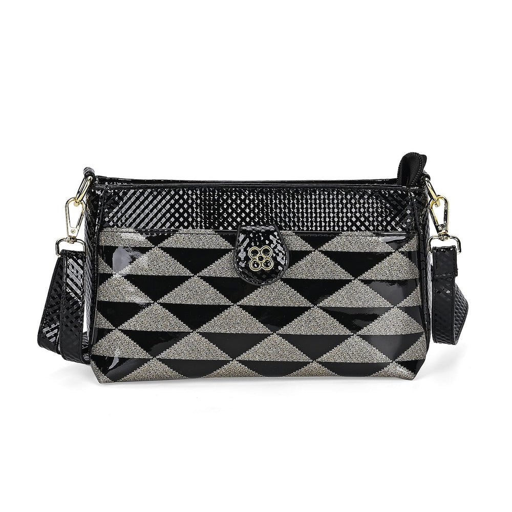 Triangle Patterened Crossbody Bag - Black