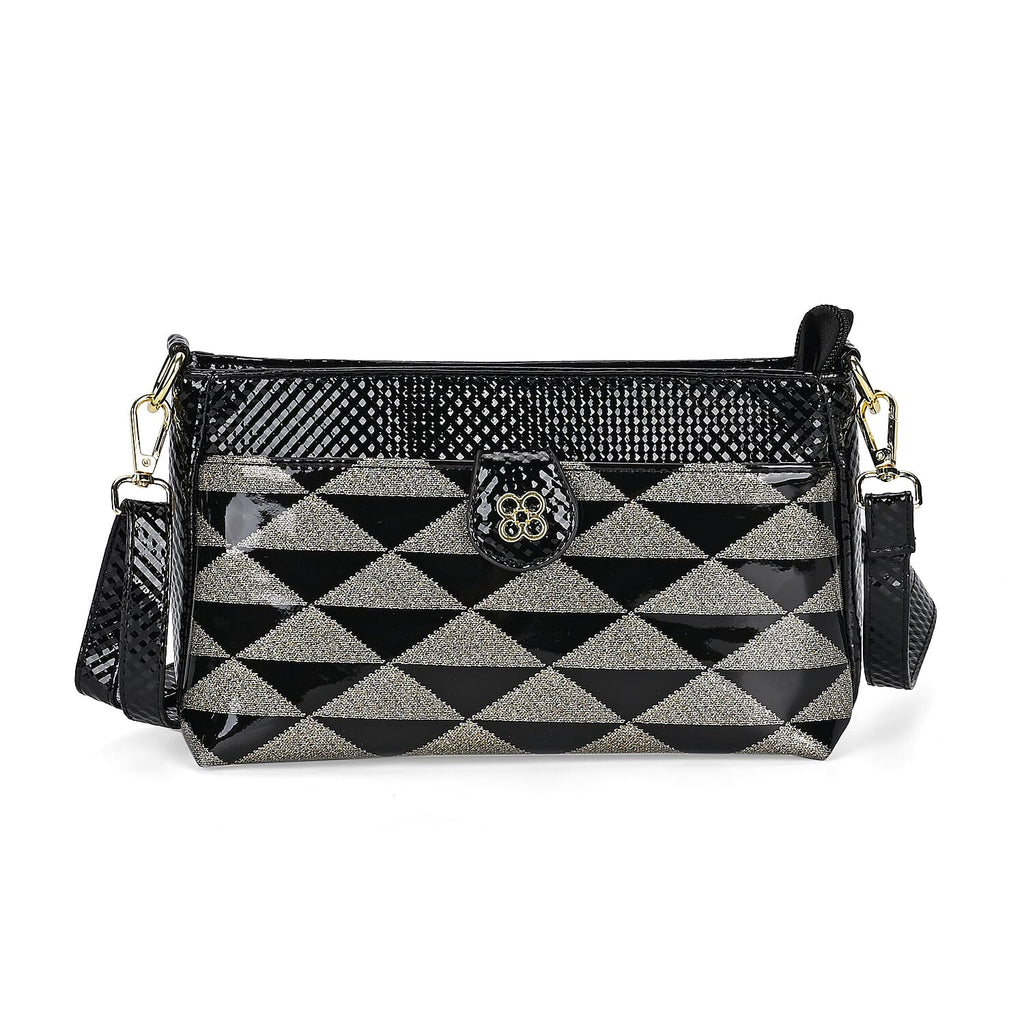 Triangle Patterened Crossbody Bag - Black