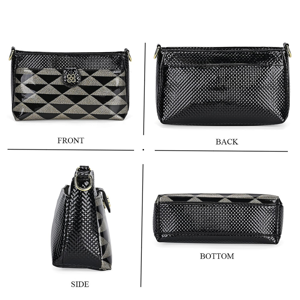 Triangle Patterened Crossbody Bag - Black