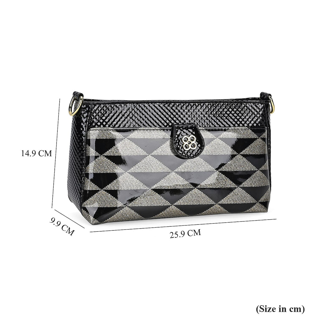 Triangle Patterened Crossbody Bag - Black