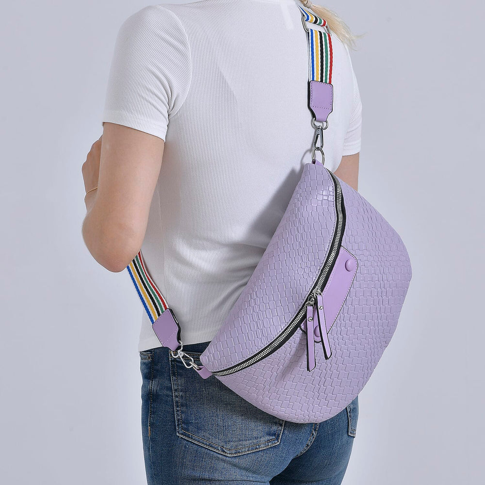 Leatherette Weave Pattern Bag - Lavender