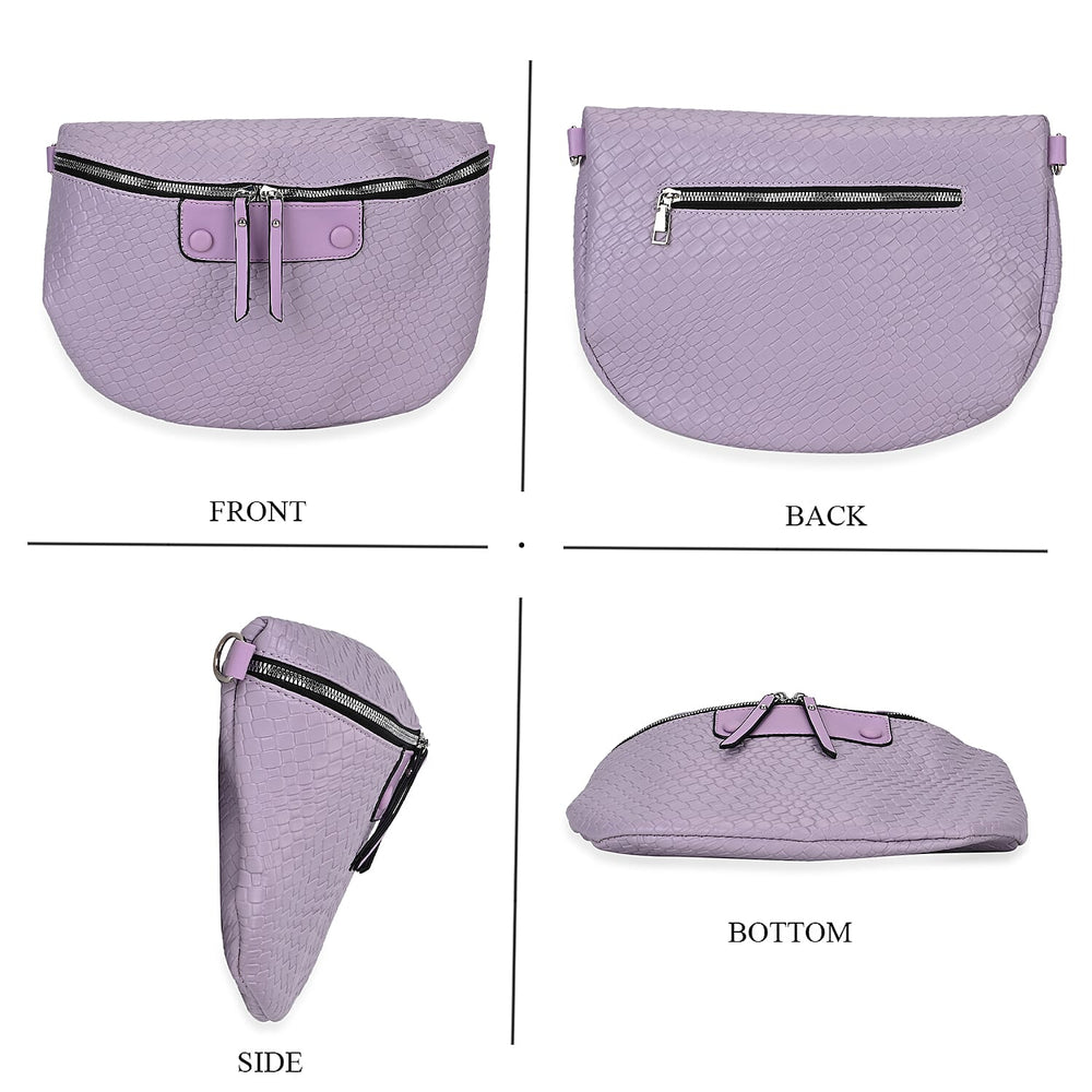 Leatherette Weave Pattern Bag - Lavender