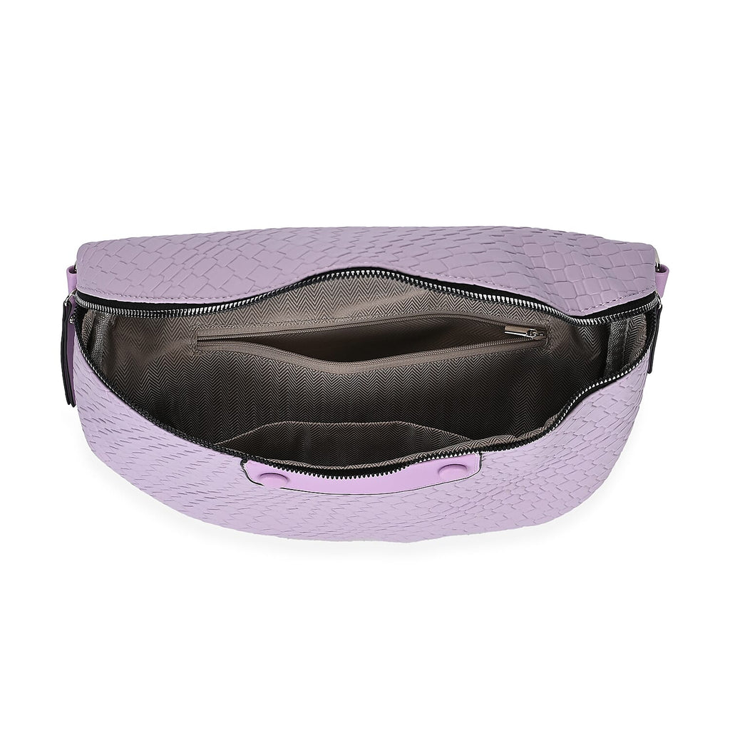 Leatherette Weave Pattern Bag - Lavender