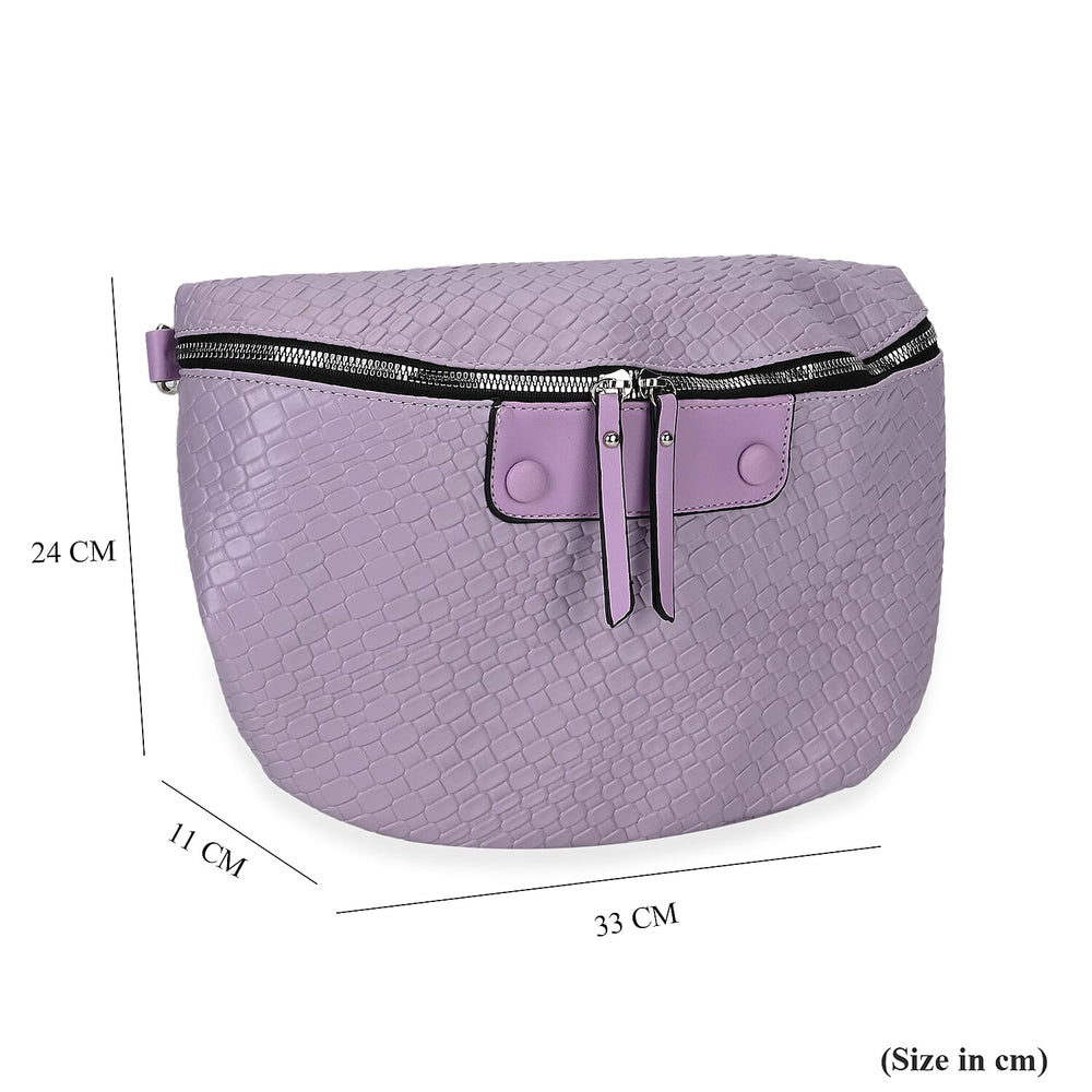Leatherette Weave Pattern Bag - Lavender