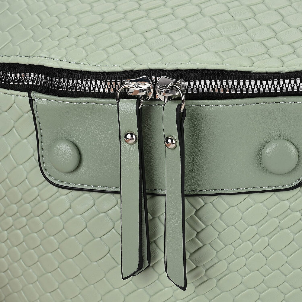 Leatherette Weave Pattern Crossbody Bag - Olive