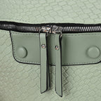 Leatherette Weave Pattern Crossbody Bag - Olive
