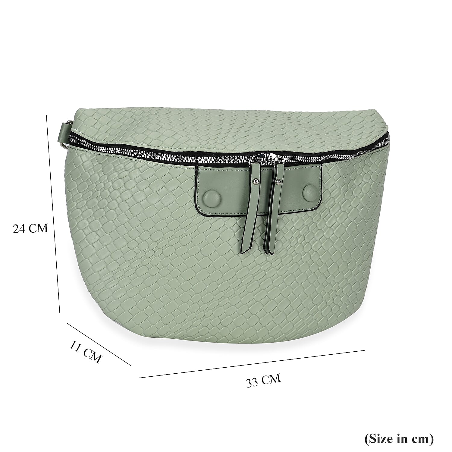 Leatherette Weave Pattern Crossbody Bag - Olive