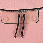 Leatherette Weave Pattern Crossbody Bag - Pink