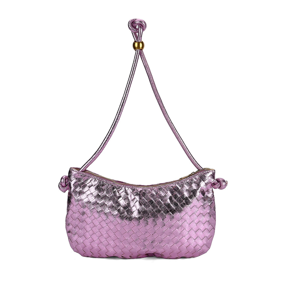 Leatherette Weave Pattern Crossbody Bag - Purple