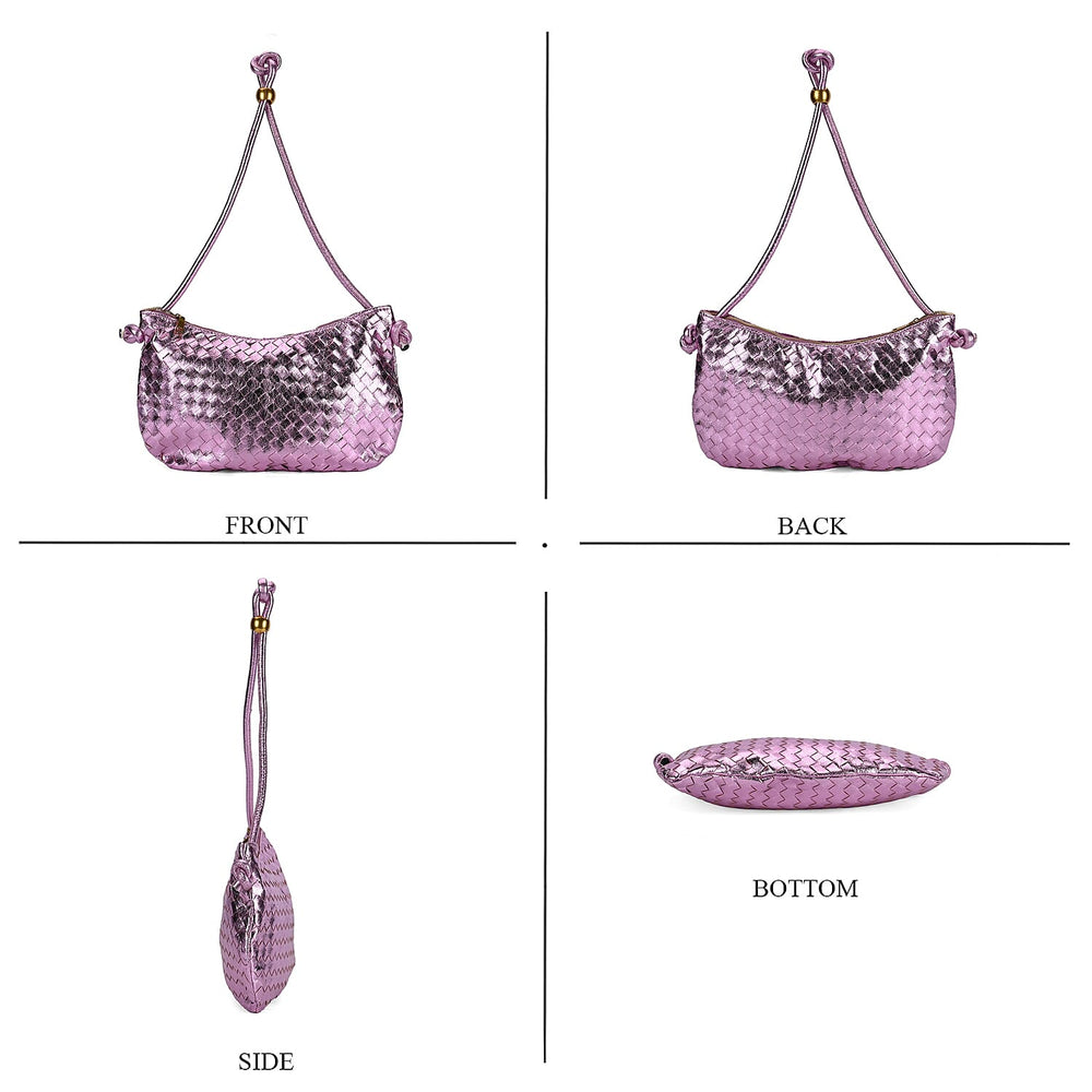 Leatherette Weave Pattern Crossbody Bag - Purple