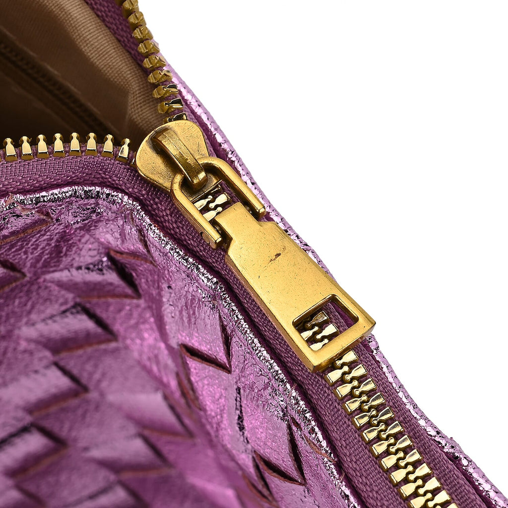Leatherette Weave Pattern Crossbody Bag - Purple