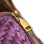 Leatherette Weave Pattern Crossbody Bag - Purple