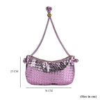 Leatherette Weave Pattern Crossbody Bag - Purple