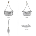 Leatherette Weave Pattern Crossbody Bag - Silver