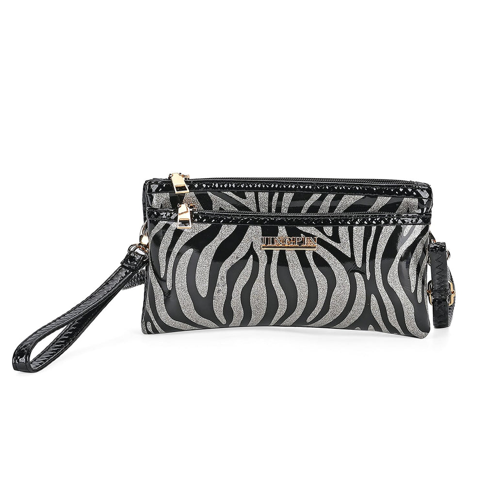 Leatherette Zebra Pattern Crossbody Bag - Zebra