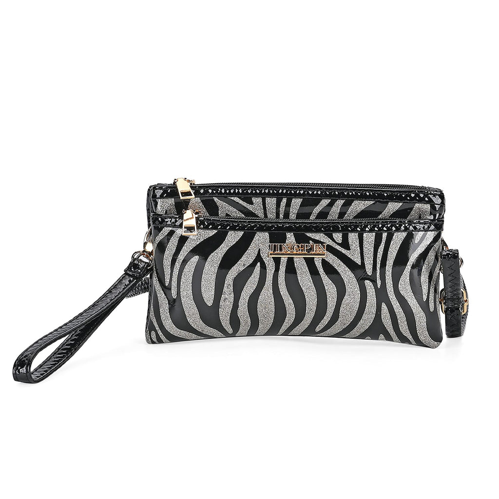 Leatherette Zebra Pattern Crossbody Bag - Zebra