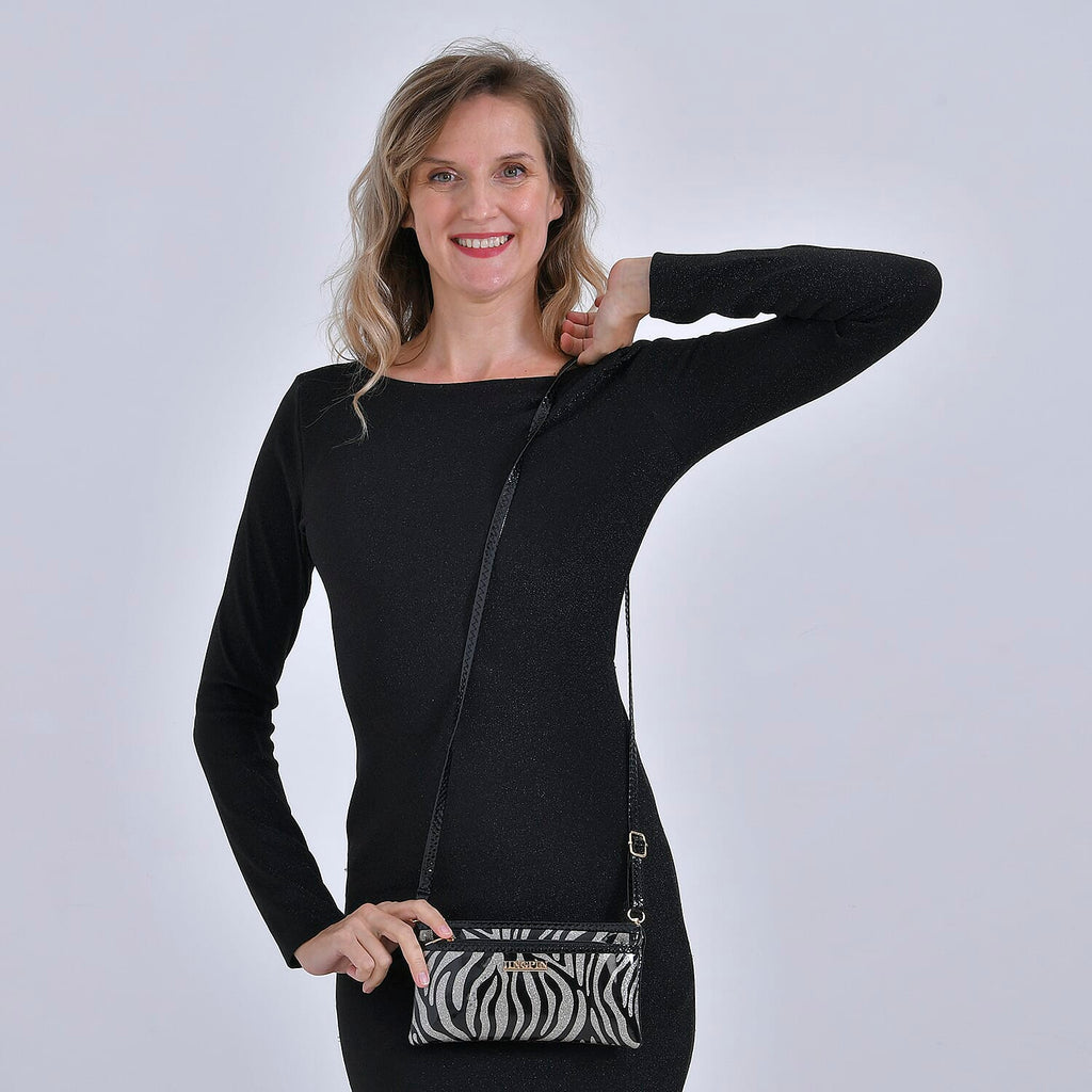 Leatherette Zebra Pattern Crossbody Bag - Zebra