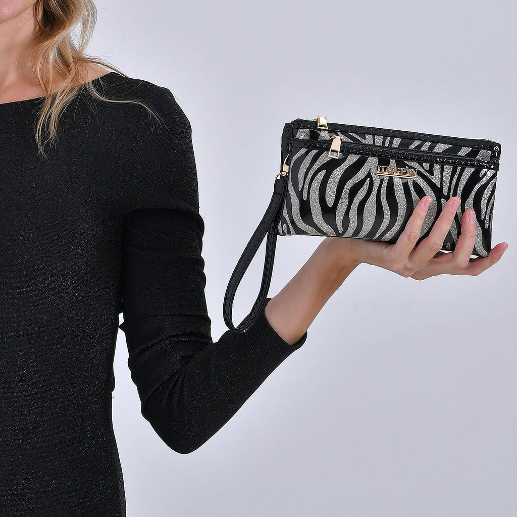 Leatherette Zebra Pattern Crossbody Bag - Zebra