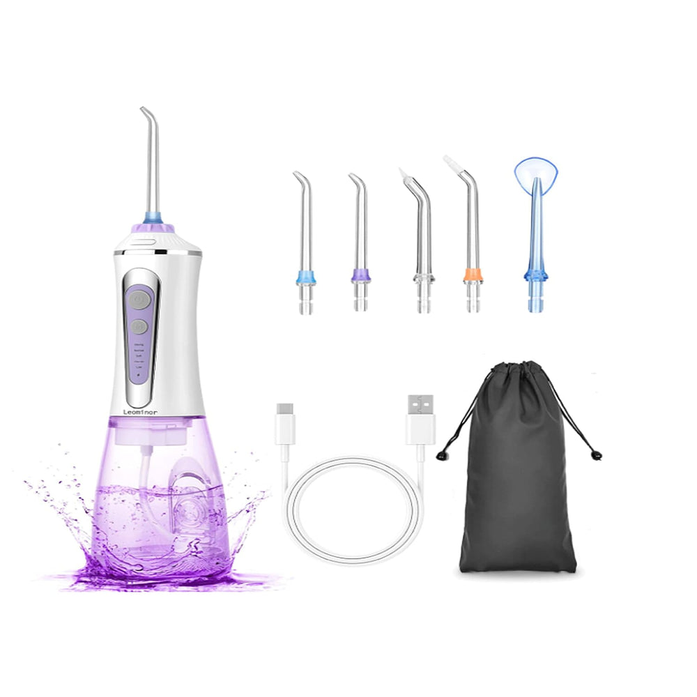 Leominor Water Flosser Portable Oral Irrigator, 7 Tips 5 Modes - Purple