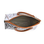Leopard Pattern Tote Bag with Handle Drop & Detachable Shoulder Strap - White