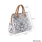 Leopard Pattern Tote Bag with Handle Drop & Detachable Shoulder Strap - White