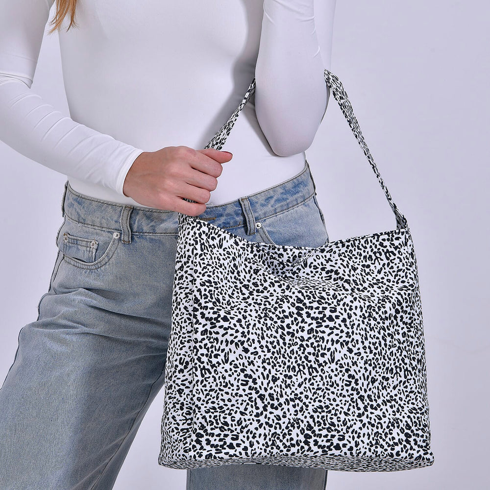 Leopard Printed Tote Bag - White