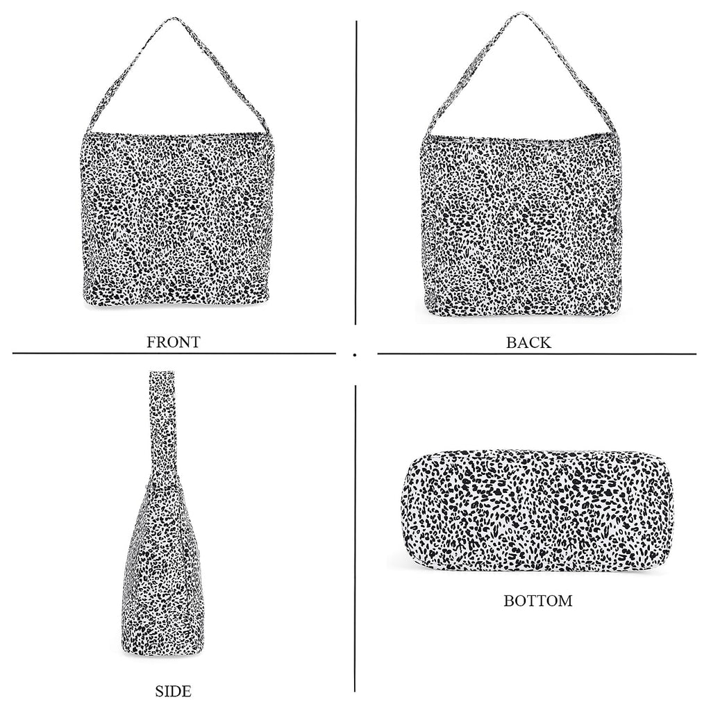 Leopard Printed Tote Bag - White