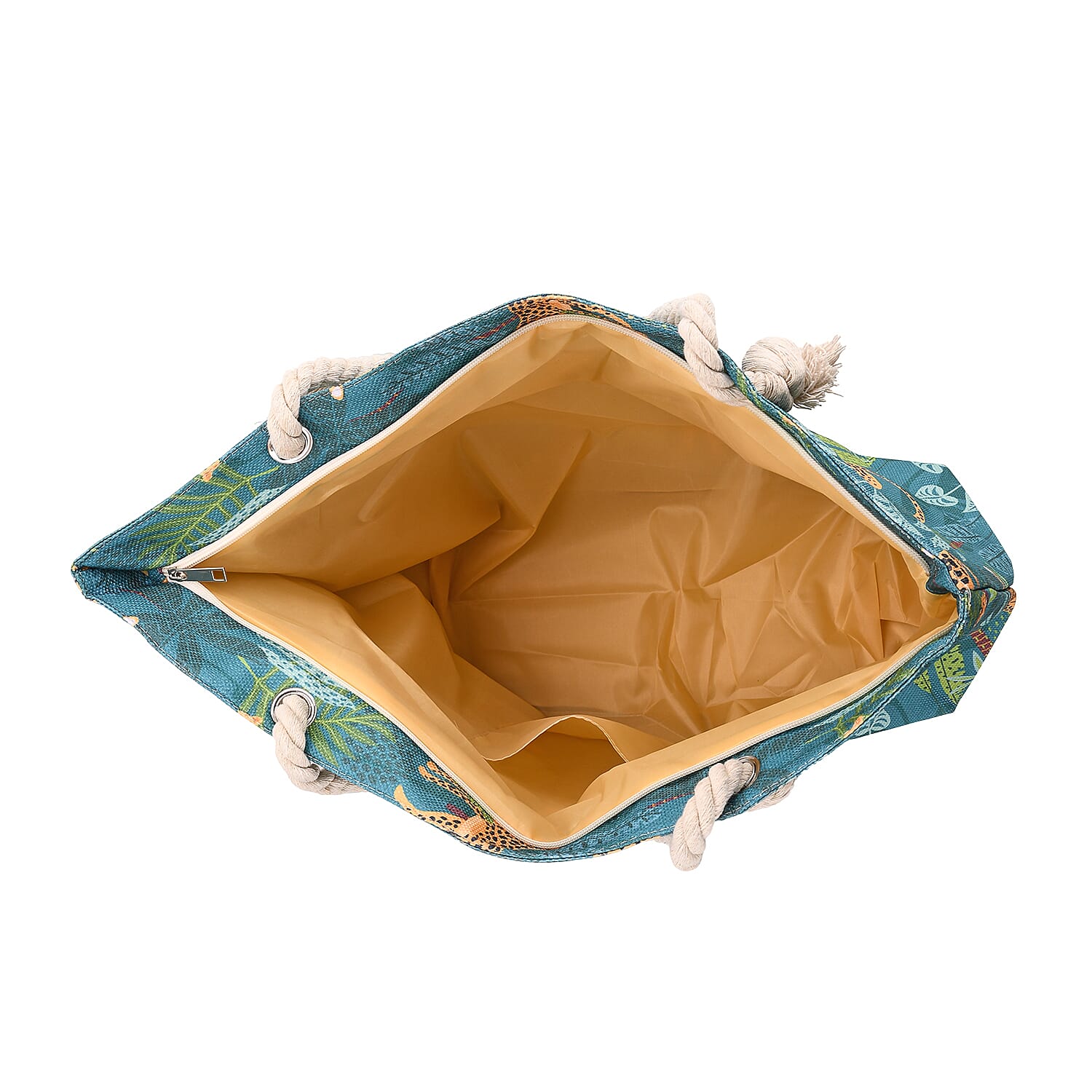 Tropical Jungle Design Tote Bag with Rope Handles - Green