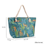 Tropical Jungle Design Tote Bag with Rope Handles - Green