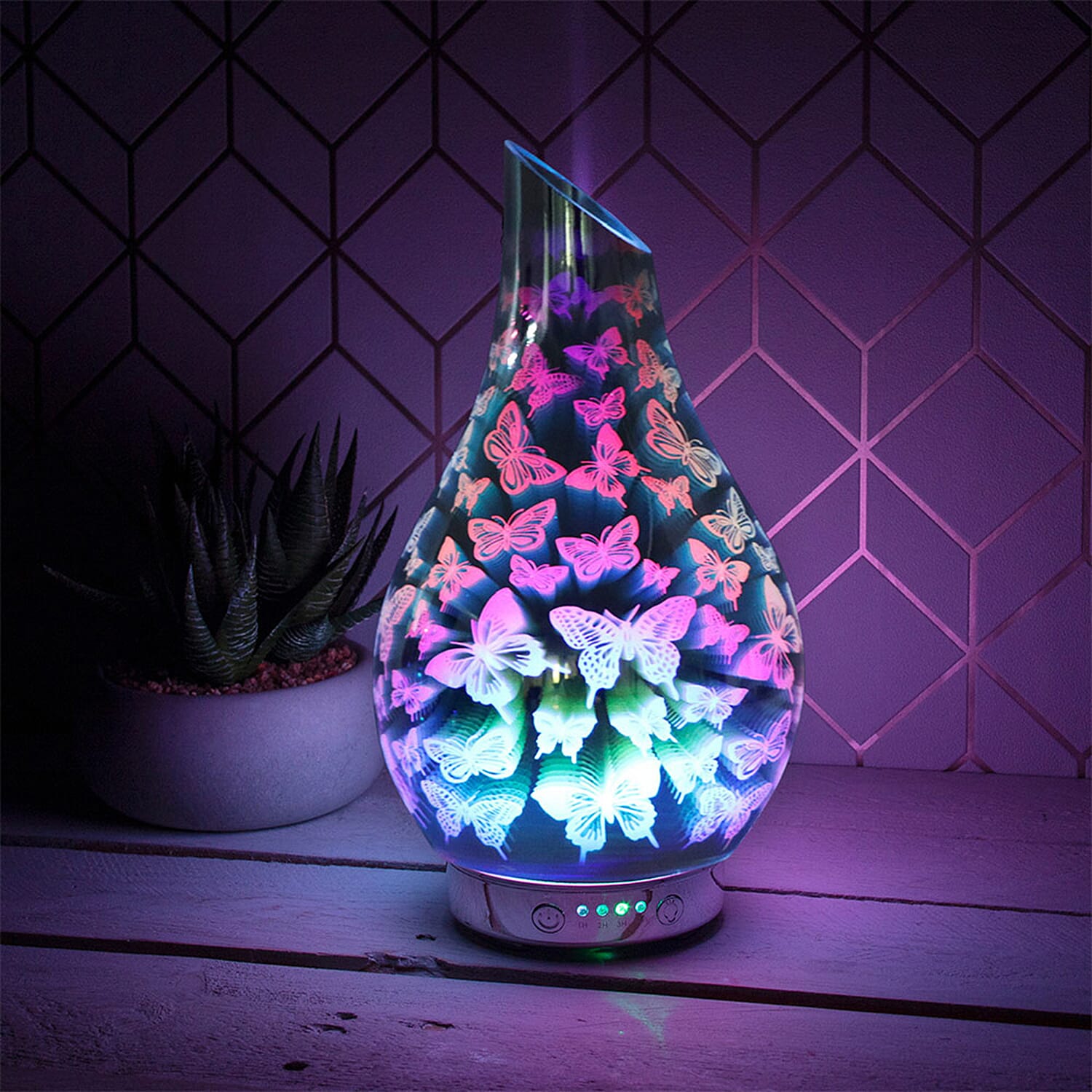 Lesser & Pavey Desire Mystic Colour Glass Aroma Humidifier Lamp -Butterfly