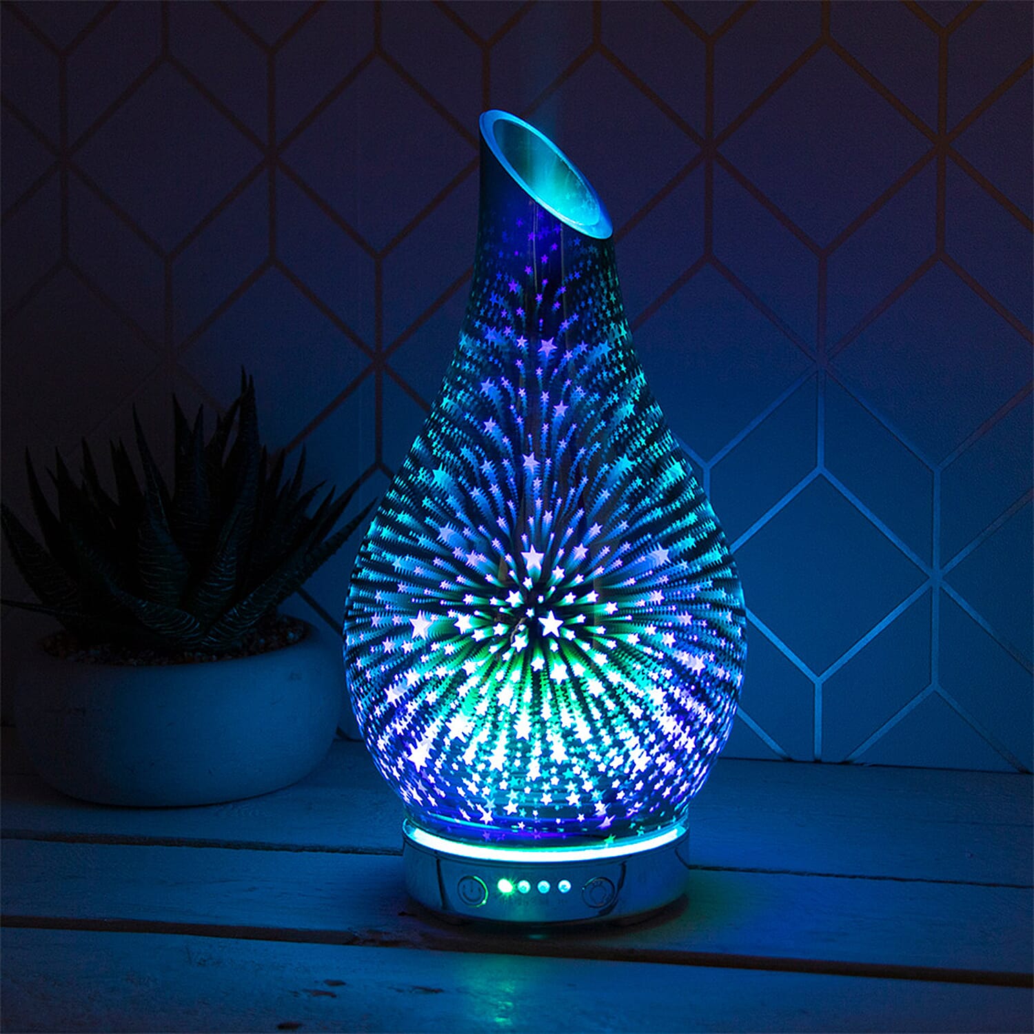 Lesser & Pavey Desire Mystic Colour Glass Aroma Humidifier Lamp - Stars