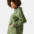 Regatta Womens Waterproof Longline Jacket with Adjustable Waist and Hood (Size 12) - Green