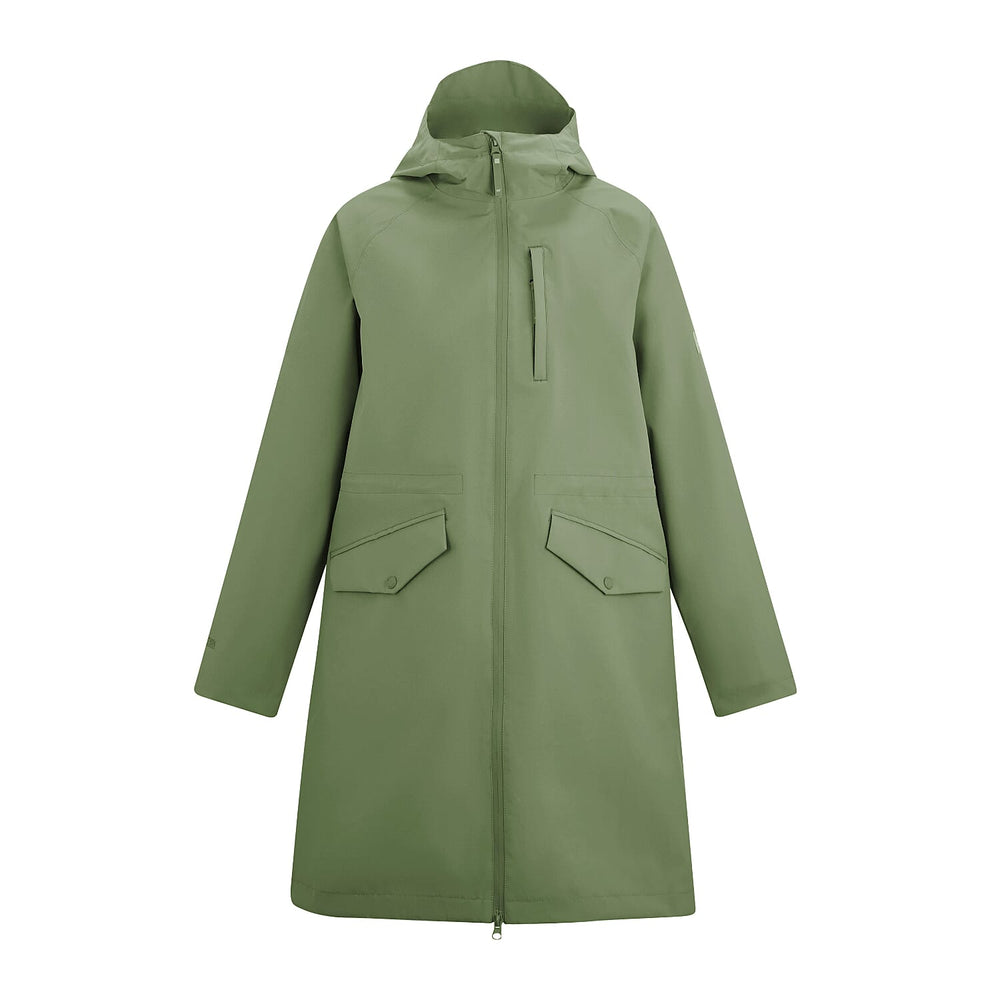Regatta Womens Waterproof Longline Jacket with Adjustable Waist and Hood (Size 14) - Green