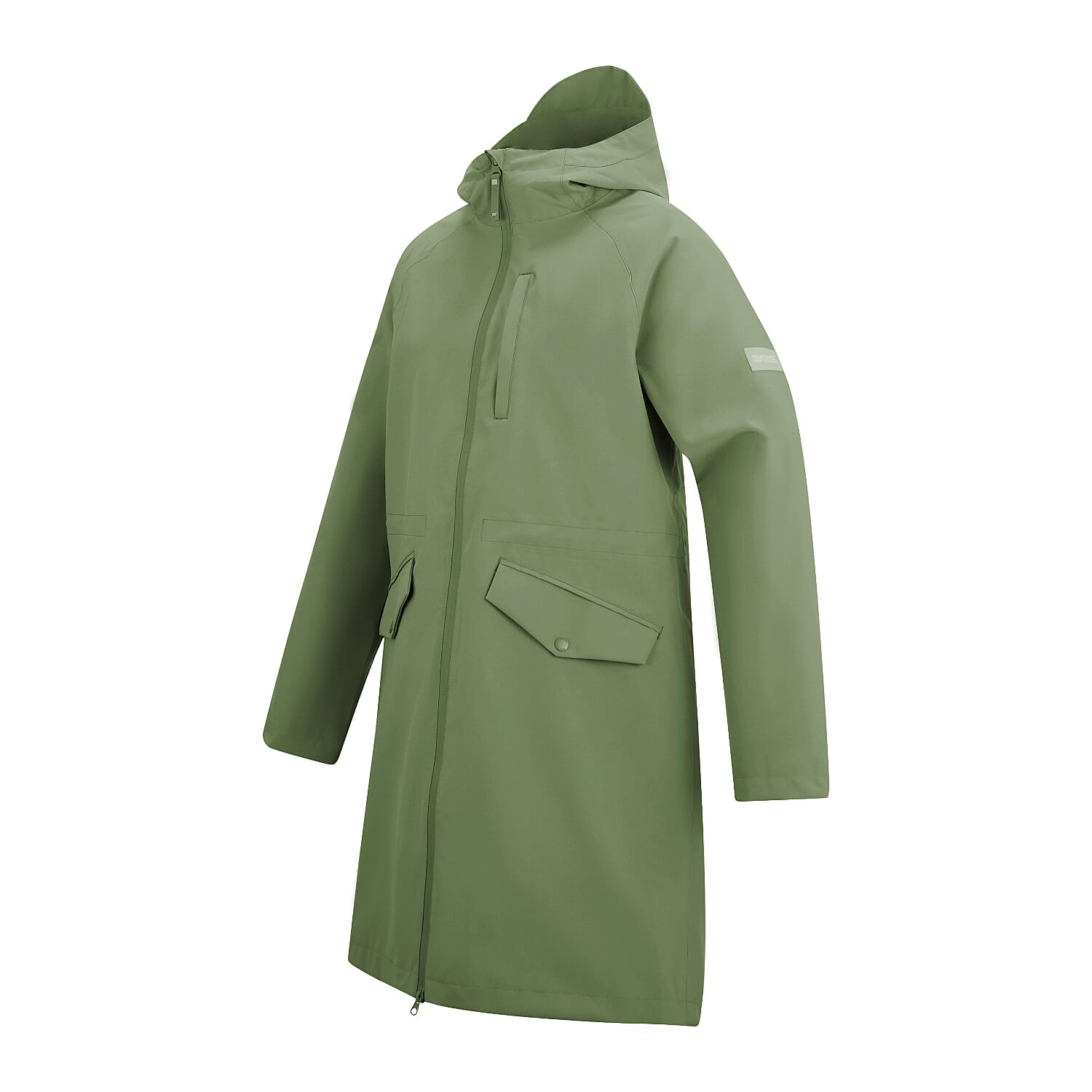 Regatta Womens Waterproof Longline Jacket with Adjustable Waist and Hood (Size 14) - Green