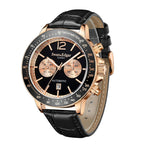 Limited Edition Swan & Edgar Hand Assembled Speedometer Automatic Movement Rose Gold Case 3ATM Water Resitant Watch with Hand Waxed Deep Black Leather Strap
