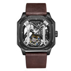 Limited Edition Swan - Edgar Hand Assembled Vortex Tourbillon Automatic Skeleton Dial WR Watch With Brown Leather Bracelet