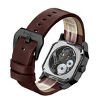 Limited Edition Swan - Edgar Hand Assembled Vortex Tourbillon Automatic Skeleton Dial WR Watch With Brown Leather Bracelet
