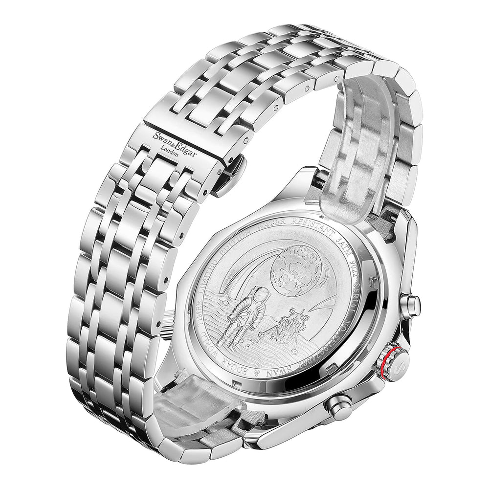 Limited Edition Swan - Edgar Hand Assembled World Timer Mechanical Quartz Mens Watch - Grey