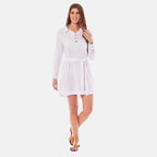 Charlotte West Ladies Three Quarter Button Shirt Dress (Size 18) - White