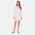 Charlotte West Ladies Three Quarter Button Shirt Dress (Size 18) - White