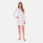 Charlotte West Ladies Three Quarter Button Shirt Dress (Size 18) - White