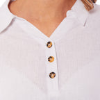 Charlotte West Ladies Three Quarter Button Shirt Dress (Size 18) - White