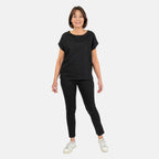 Ladies Crew Neck Linen Top (Size 14) - Black