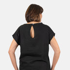 Ladies Crew Neck Linen Top (Size 14) - Black