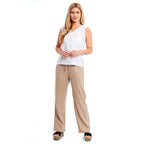 Ladies Sleeveless V-Neck Linen Top (Size 10) - White