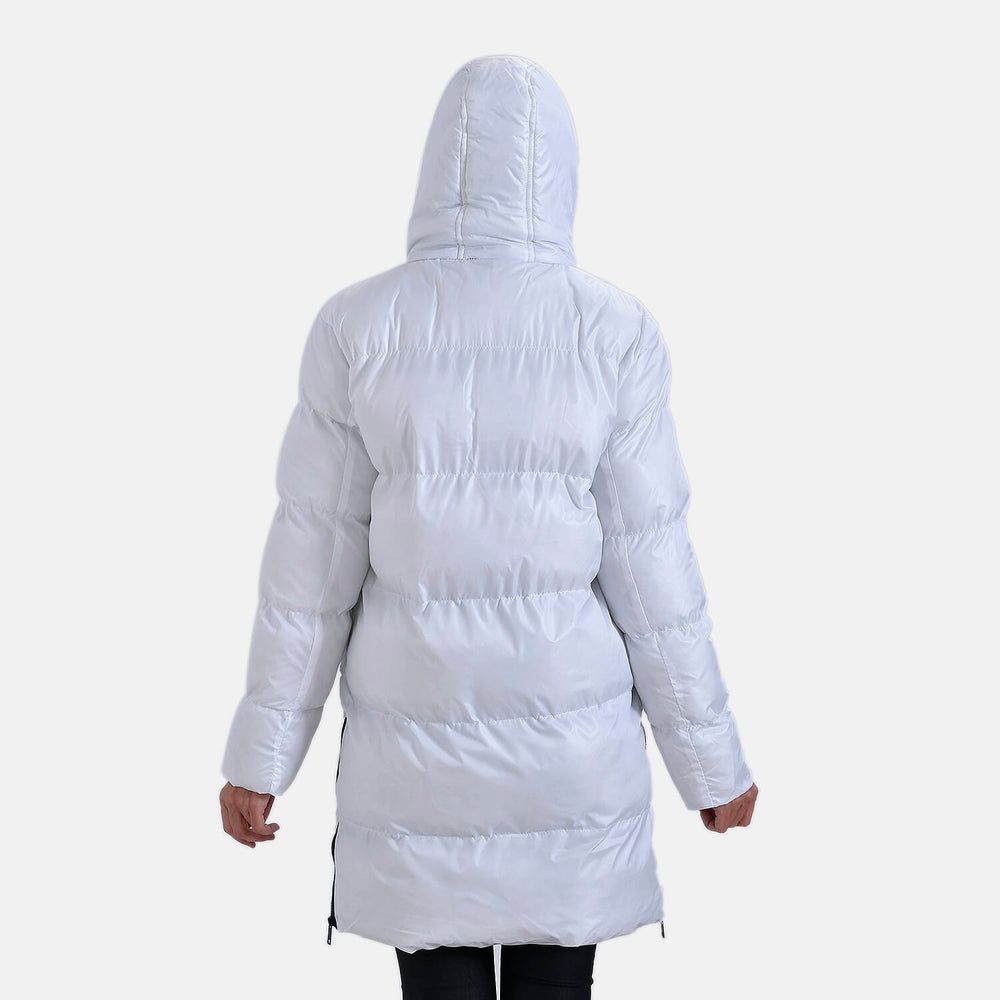 Long Padded Jacket with Two Pockets (Size S) - White